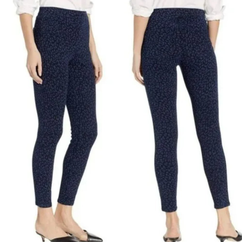 Spanx blue leopard print ankle jeggings size S